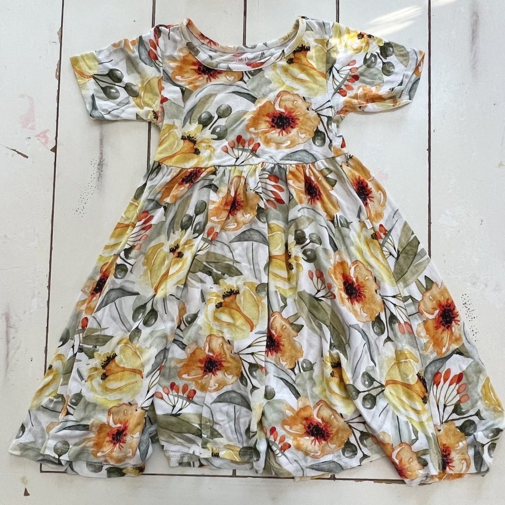 Posh Peanut Mustard Floral Dress